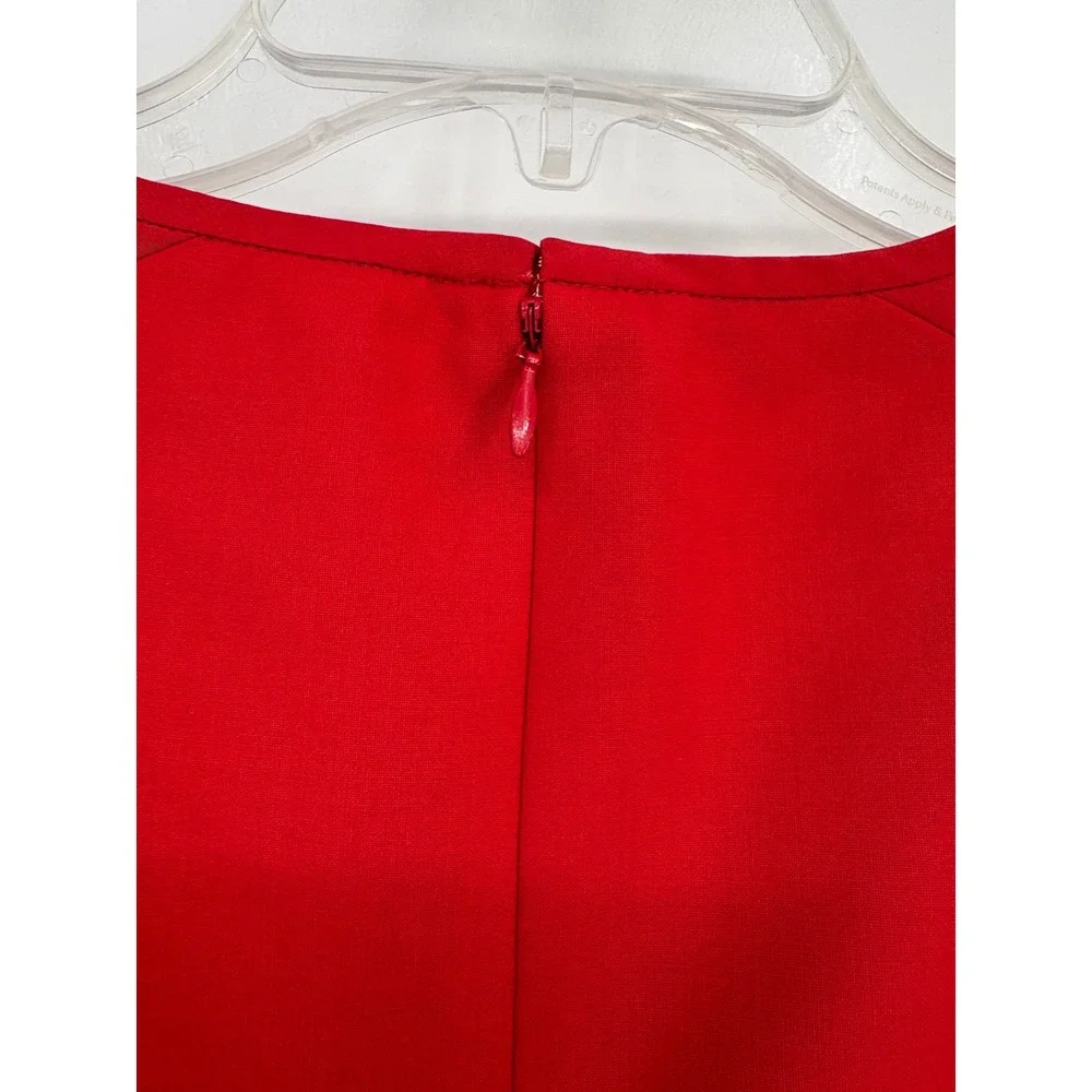 Tory‎ Burch Dress Womens 4 Red Sheath Cap Sleeve Wool Blend Structured